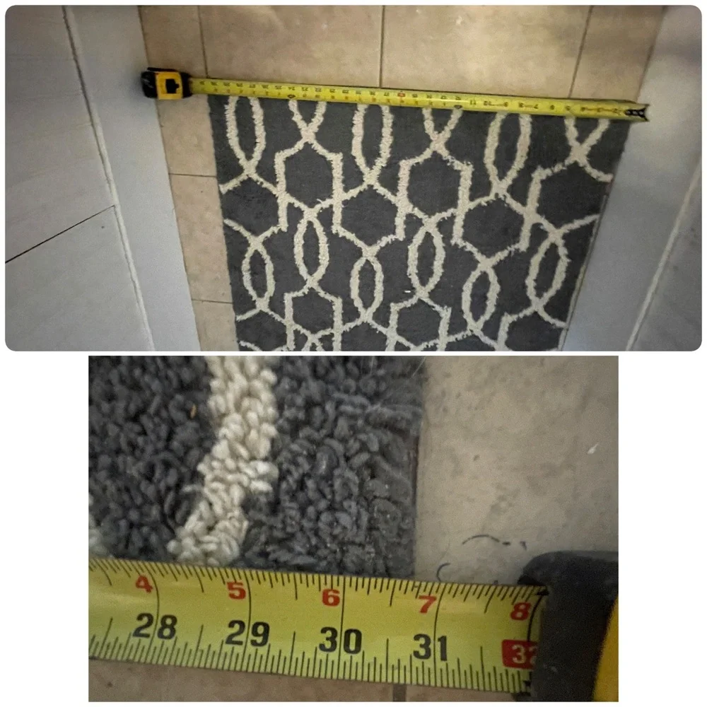 Geometric Patterned Rug - Grey and White - Picture 3 of 4